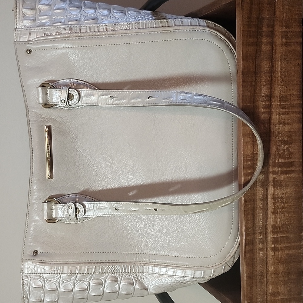 Brahmin Medium Lena Toasted Macaroon Marais Leather Shoulder Bag
